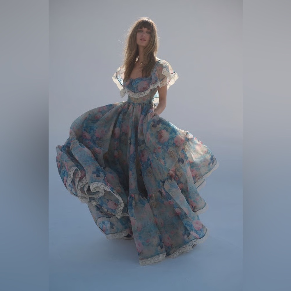 Selkie Floral Maxi Dress - Blue and Pink